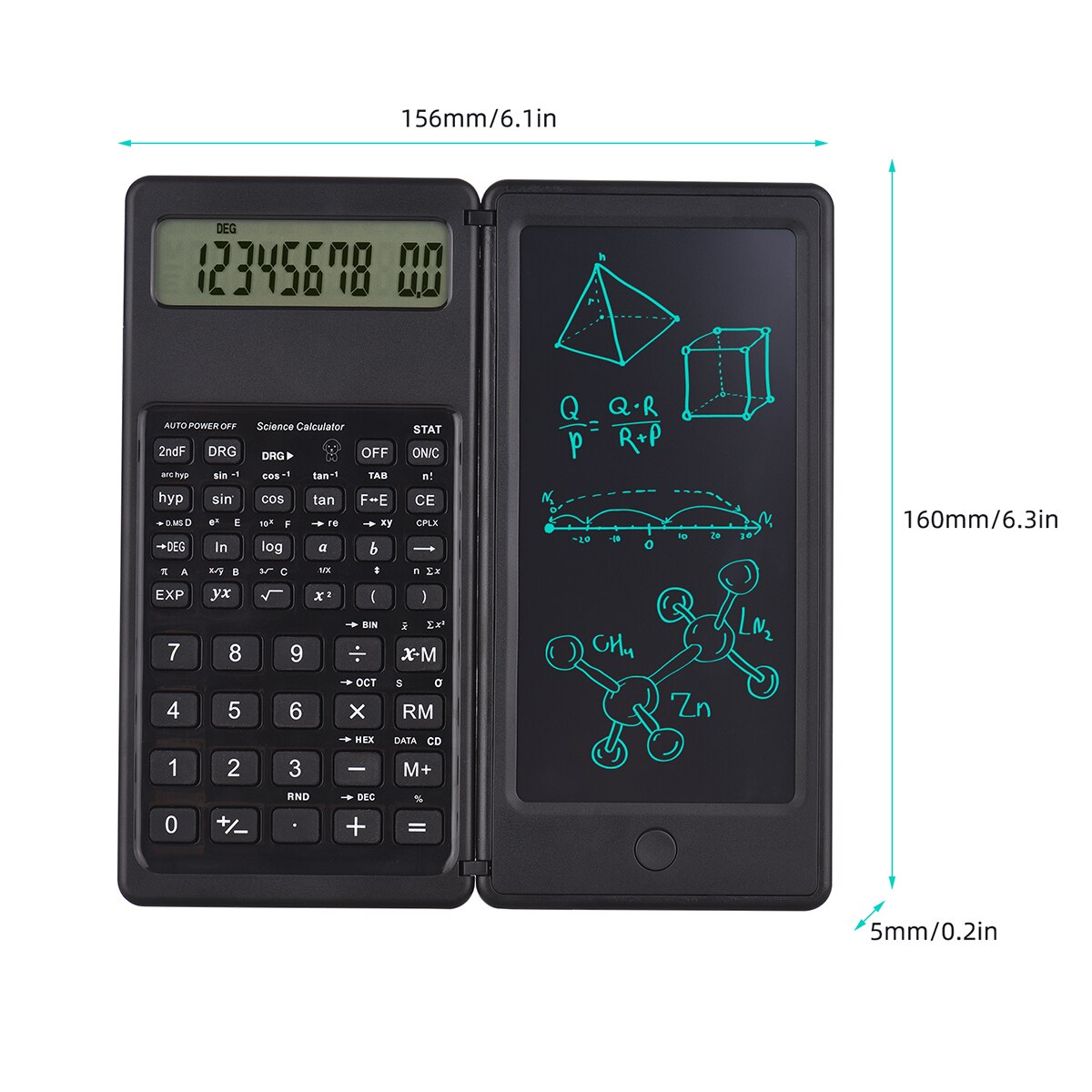 Faltbarer wissenschaftlicher taschenrechner, digitales zeichentablett mit stift, lcd-schreibtafel, löschtaste, sperre, 10 -stellige anzeige