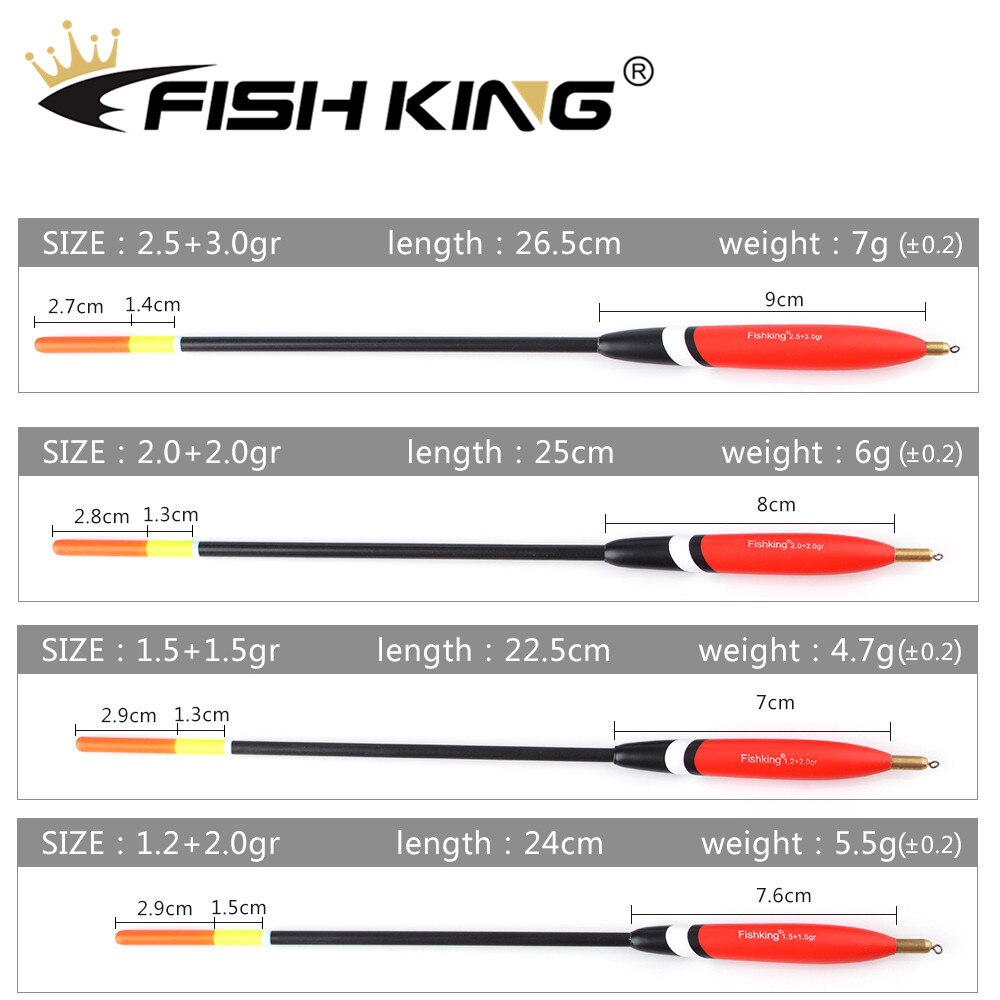 FISH KING-boya de corcho Balsa Bobber, pesca accesorios articulos de pesca pesca mar herramientas de pesca artículos de pesca boyas flotantes de pesca pesca s4 unids/paquete, 1,2 + 2,0g/1,5 + 1,5g/2,0 + 2,0g/2,5 + 3,0g