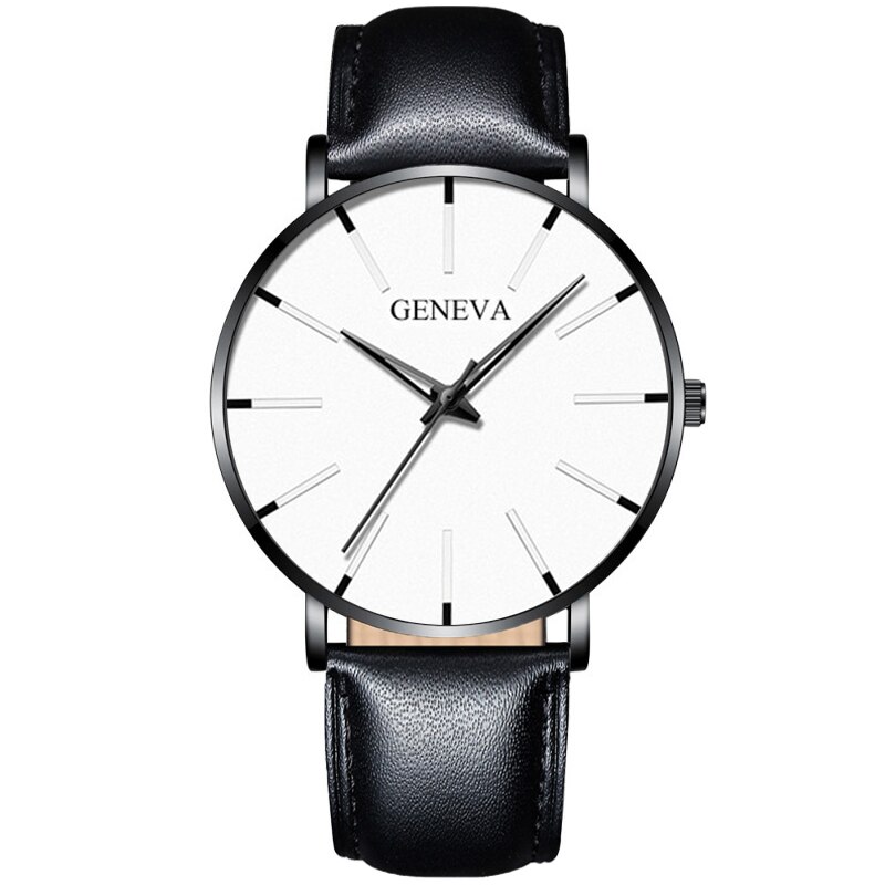 Geneva 1 luxe dameshorloge, eenvoudig, ultradun zwart roestvrijstalen mesh horloge, dameshorloge, zakelijk en casual, quartzhorloge: P zwart wit