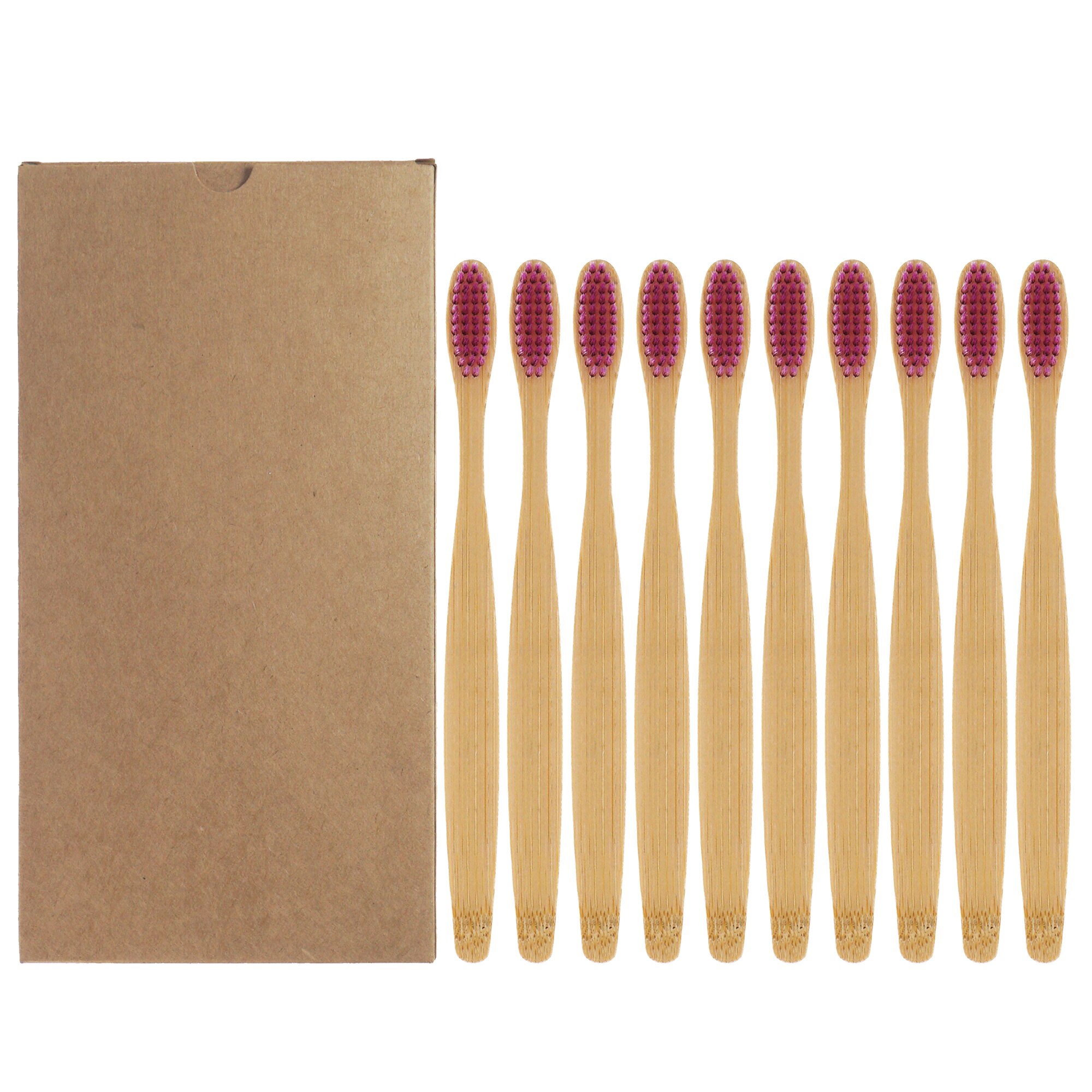 Lot de 10 brosses à dents en bambou naturel, soies souples colorées, pour le blanchissement des dents, soins dentaires: 10PCS Purple