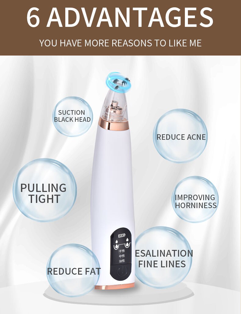 Blackhead Remover Face Deep Nose Cleaner Wifi Beauty Clean Skin Tool Blackhead Black Dot Remover Pore Cleaner 3levels Sucking