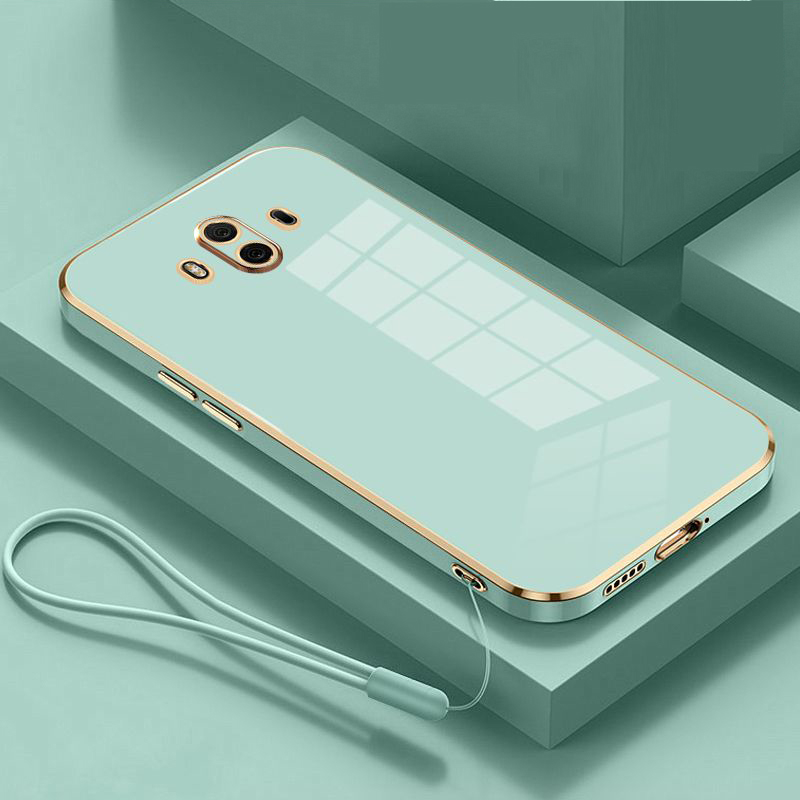 Para Huawei Mate 10 funda de lujo chapada cuadrada ALP-L29, ALP-L09, ALP-AL00, funda trasera de silicona a prueba de golpes para teléfono: Azul cielo