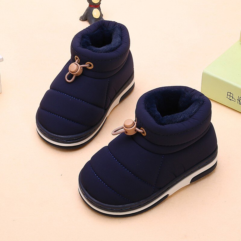 ENWAYEL bébé enfants hiver neige bottes enfants chaussures pour filles garçons bebe enfant en bas âge en cuir cheville fourrure peluche enfants fille: Bleu / 32-33 (inside 20cm)