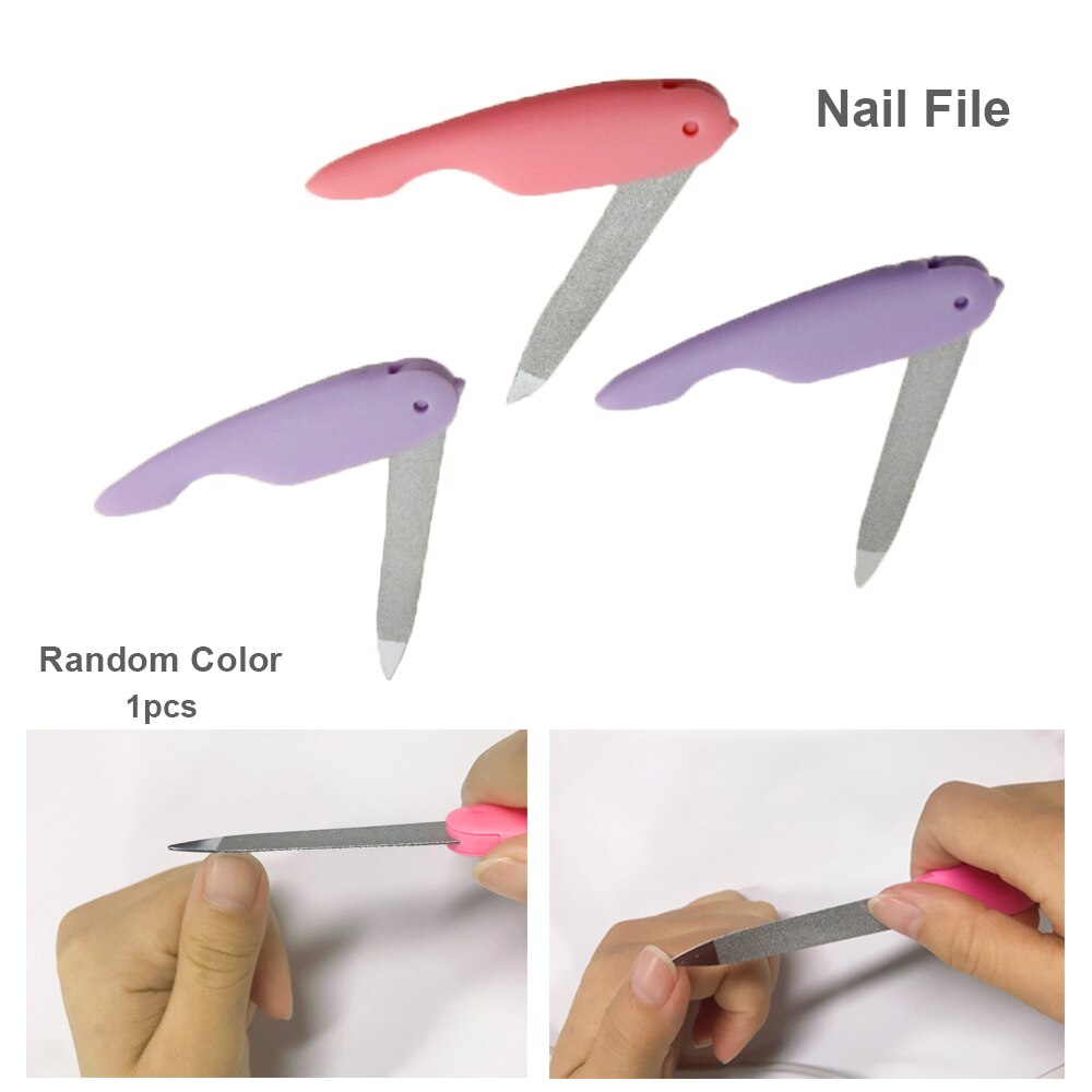 1 Pcs Foldable Cartoon Nail File Stainless Steel Fold Cuticle Care Pedicure Grinding Tool Nail Files Random Color