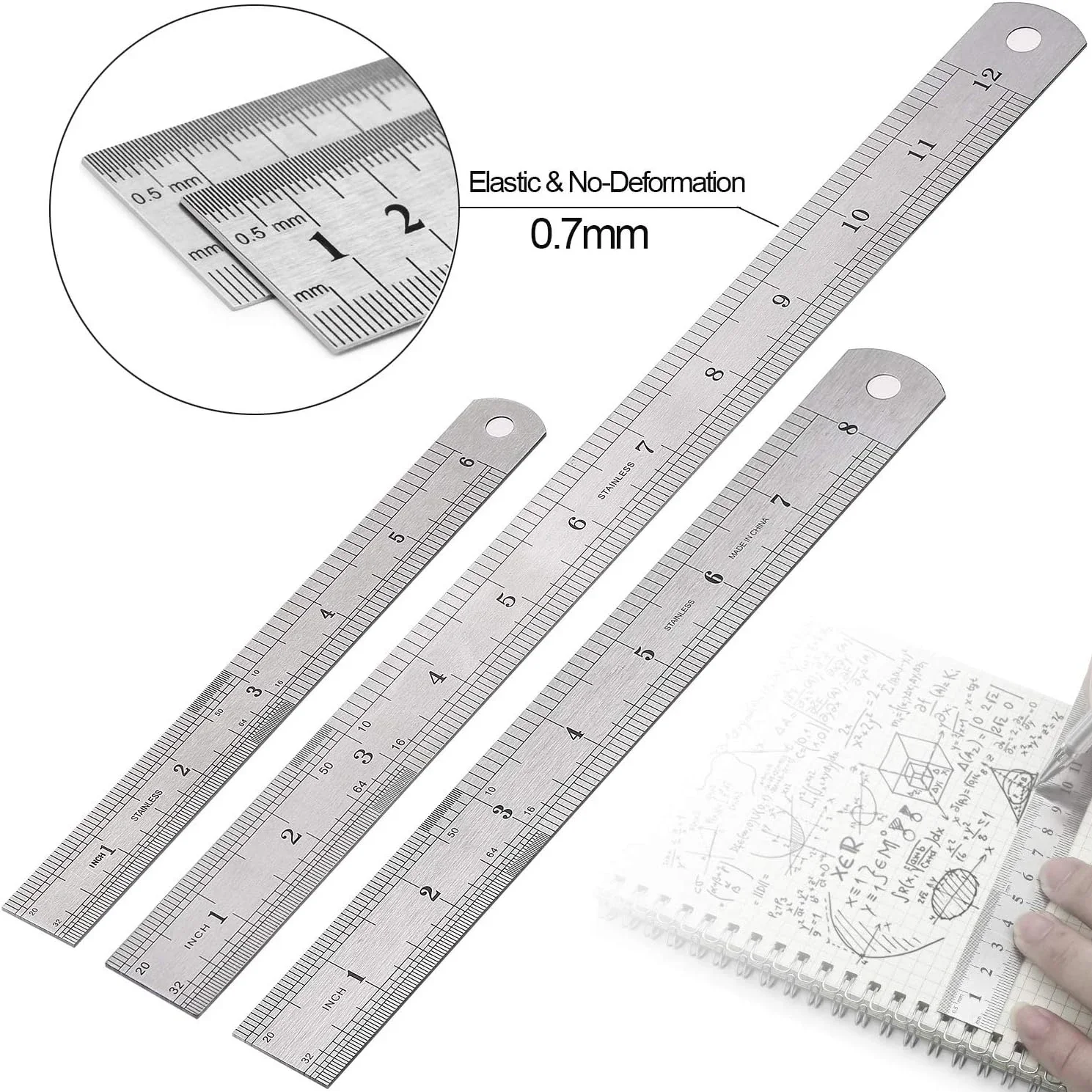 Stalen liniaal Roestvrijstalen liniaal 6 in-20 inch liniaal Stalen liniaal Stalen liniaal 40 cm IJzeren liniaal Stijve liniaal