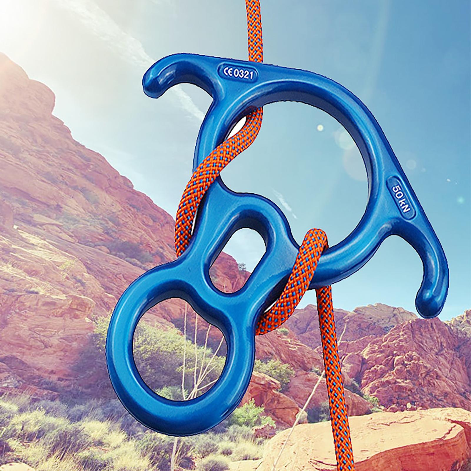 50KN Rescue 8 Shape Descender Gear Tool Descending Ring for Rock Climbing Training Aerial Yoga Outdoor Climbing Fall Arrester