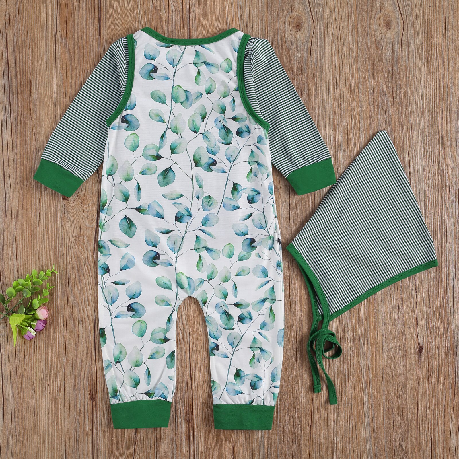 Spring Autumn Baby Boy Girl Romper Long Sleeve Printed Romper Overall Lace Up Hat Born Baby Clothes 0-24Months