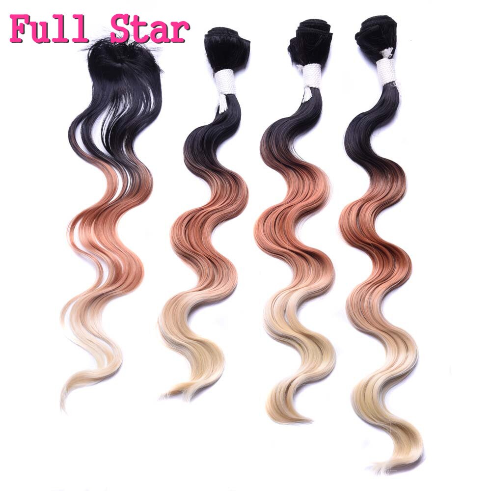 Full Star-extensiones de cabello sintético rojo con doble trama máquina de 18 ", 20" y 22 ", 4 unidades por lote: T1/27