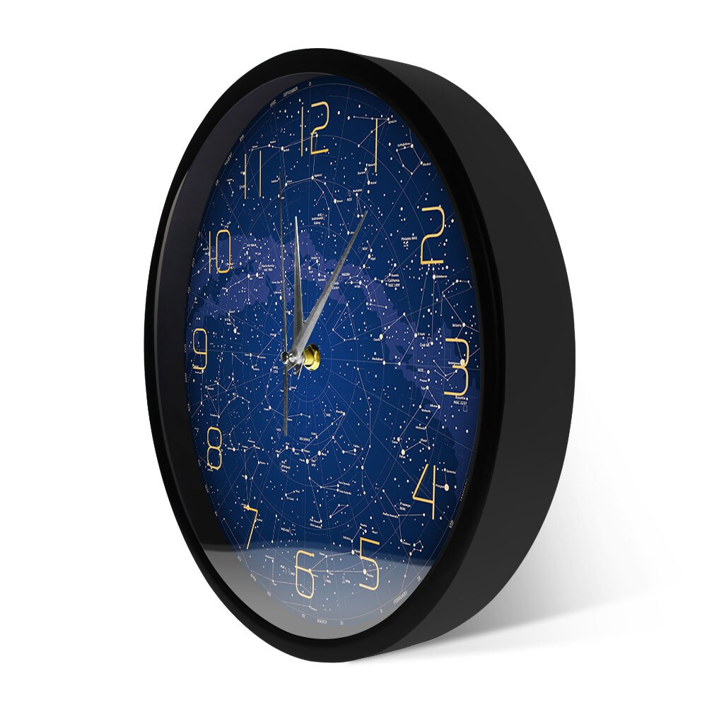 The Evening Sky Map Sound Activated LED Lighting Wall Clock Northern Hemisphere Stars Chart Silent Swept Night Light Wall Clock