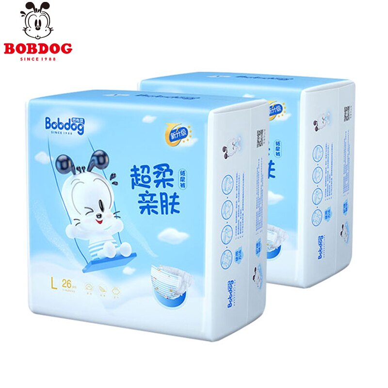 Bobdog 30/ st blöjor och toalettträning justerbar supermjuk hudvänlig blöja för barnblöjor är 3-15kg