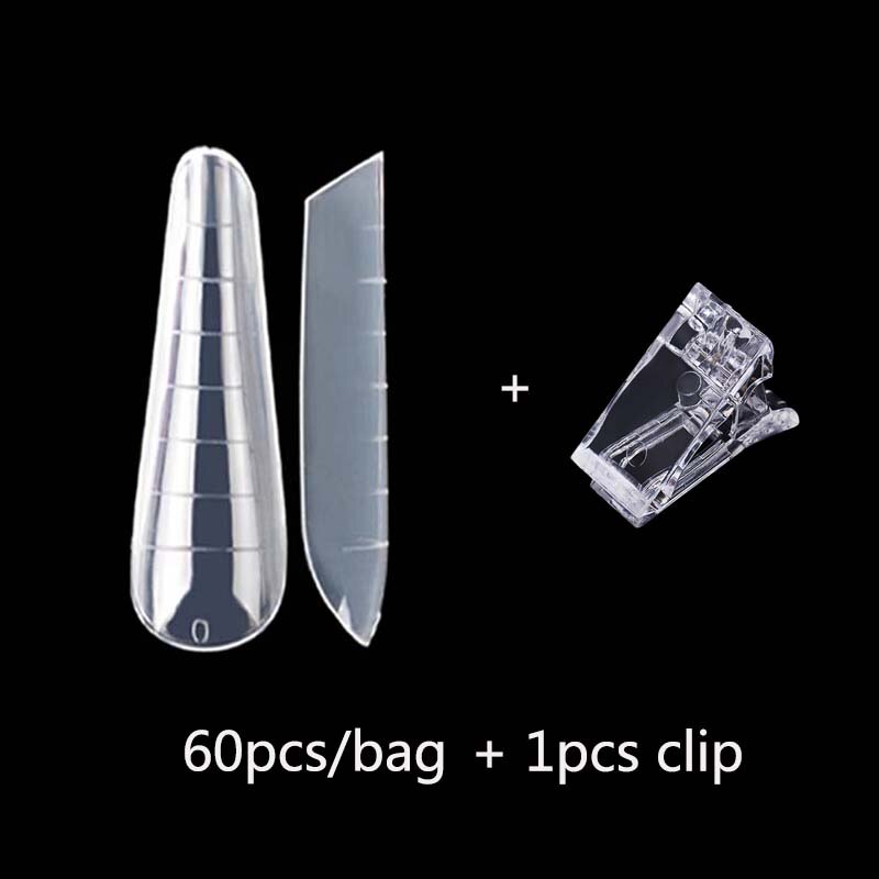 60 stk dual form negle forlængelsesforme til hurtig opbygning af akryl fransk kiste falske negle system nail art tips top form former: 60 stk. g