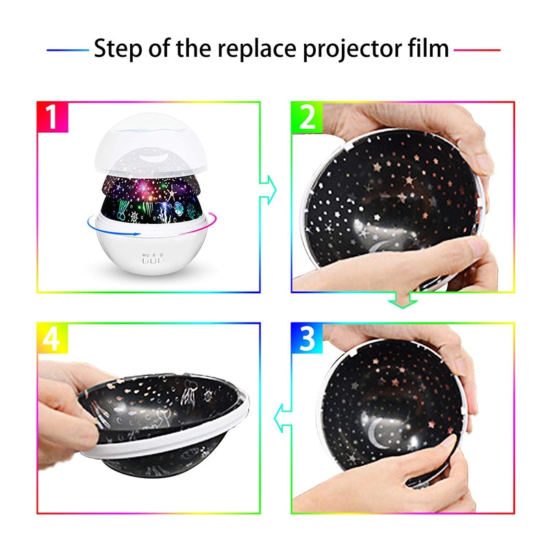 Kids Night Light, 360° Rotating Starry Night Light Projector for Baby, Ocean Wave Projector for Kids Bedroom Decoration- White