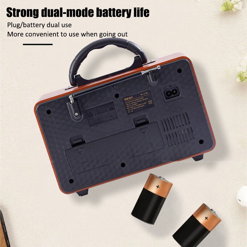 Full Band Radio Multi-functional AM/FM/SW Radio Retro Bluetooth Speaker Wooden MP3 Player Support AUX/TF Card/U Disk Play