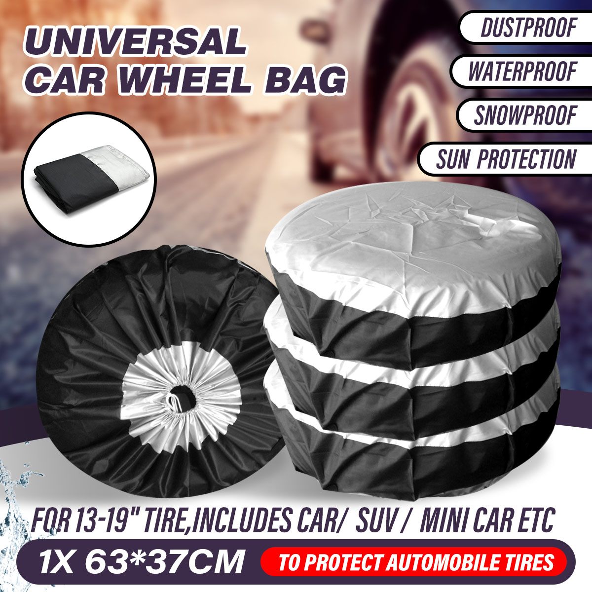 1/4Pc Universele 13-19Inch Auto Suv Tire Cover Case Reservewiel Wiel Tas Tyre Spare opslag Meters Tote Polyester Oxford Doek