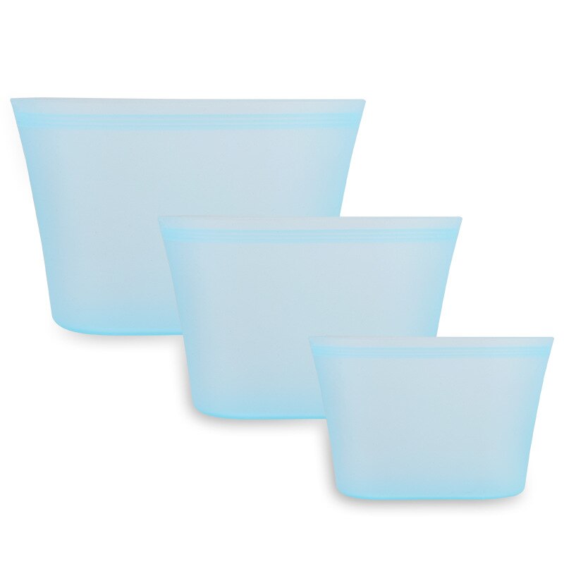 Zip Top Leakproof 3 Pcs Silicone Food Storage Containers Household Stand Up Zip Shut Container Cup Bowl for Kitchen Out
