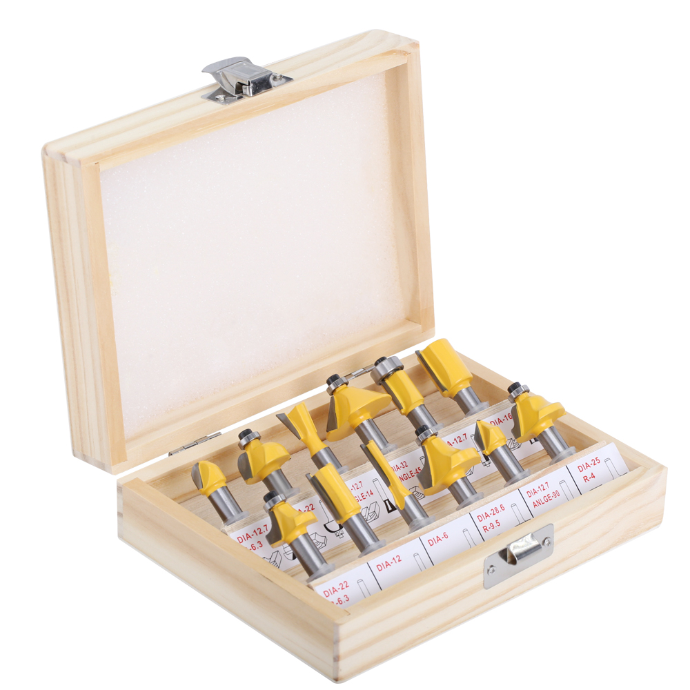 LAVIE – Jeu de mèches de toupie pour le travail du bois, fraises droites en carbure de tungstène de 8 mm, 12 pièces, MC02006