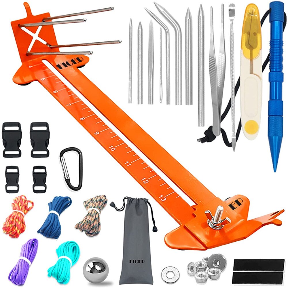 Paracord Bracelet Jig Wristband Maker Kit Adjustable Metal Weaving DIY Craft Maker 4" to 13" Knotter Tools With Paracord Needle