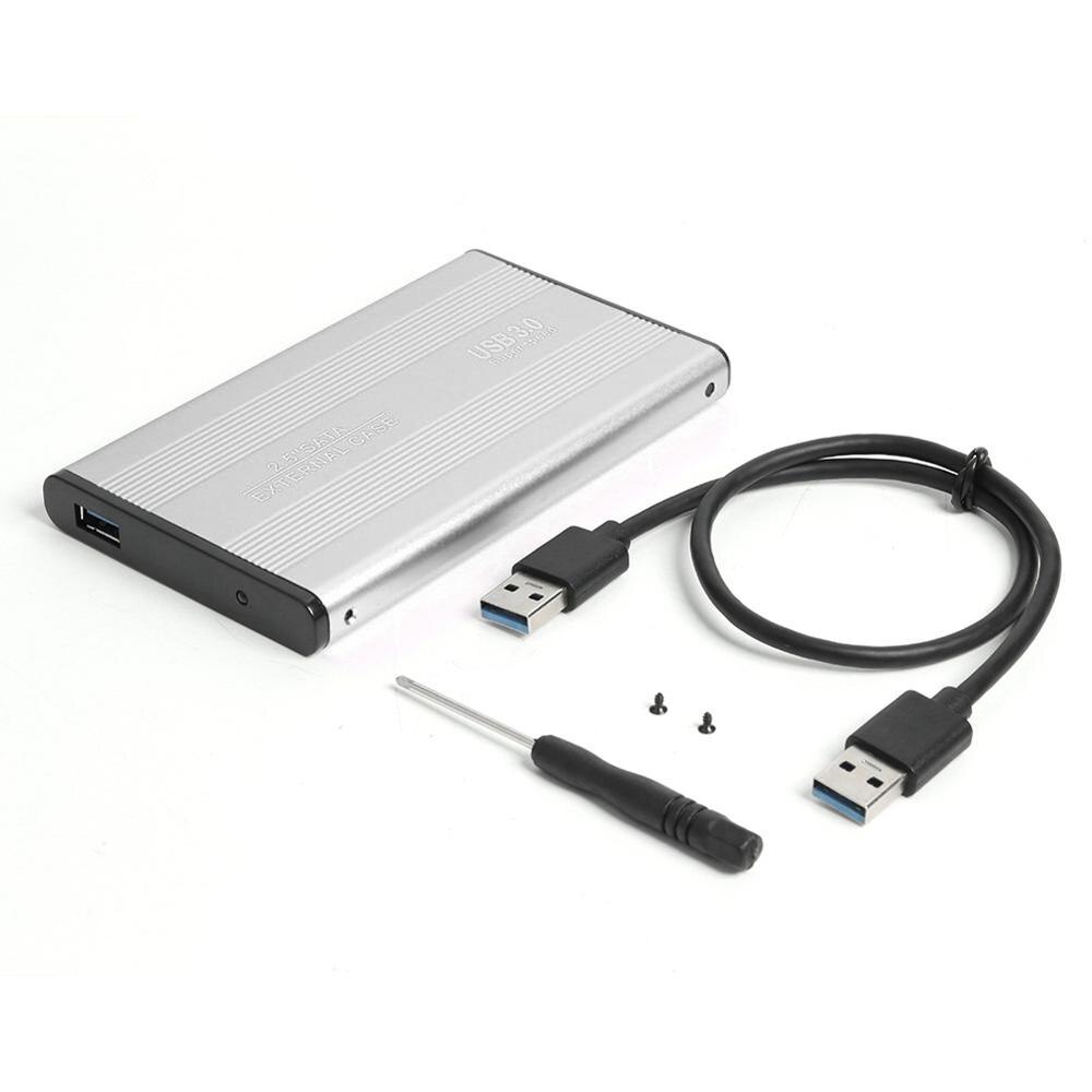 2.5 Inch USB 3.0 External HDD Enclosure Box HDD External Hard Drive Case 5Gbps Support 3TB Aluminum SSD Box For Laptop PC: Silver