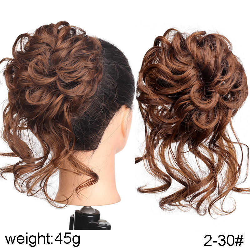 TALANG Synthetic Curly Donut Chignon With Elastic Band Scrunchies Messy Hair Bun Updo Hairpieces Extensions for Women: T1B/613