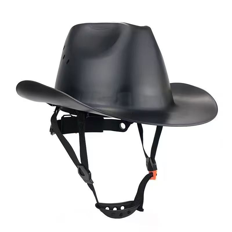 Full Brim Cowboy Hard Hat with High Goggles Outdoor Protective Safety Helmet ANSI Certified Sunshade Hard Cap: black