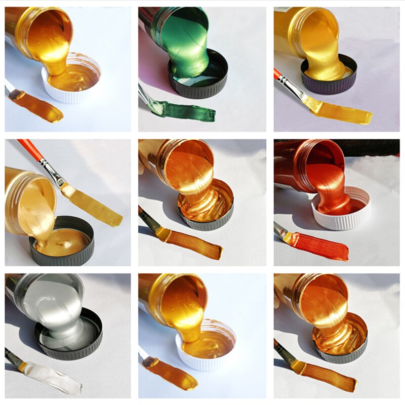 100ml Gold Paint Metallic Acrylic Paint,waterproof Not Faded for Statuary Coloring DIY Hand Clothes Painted Graffiti Pigments