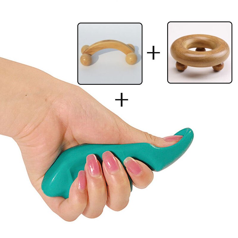3 stuks houten acupunctuur-massage-apparaat uitgerust met handmatige massage-instrumenten voor mensen, draagbaar multifunctioneel handmatig duimmassage-apparaat: C