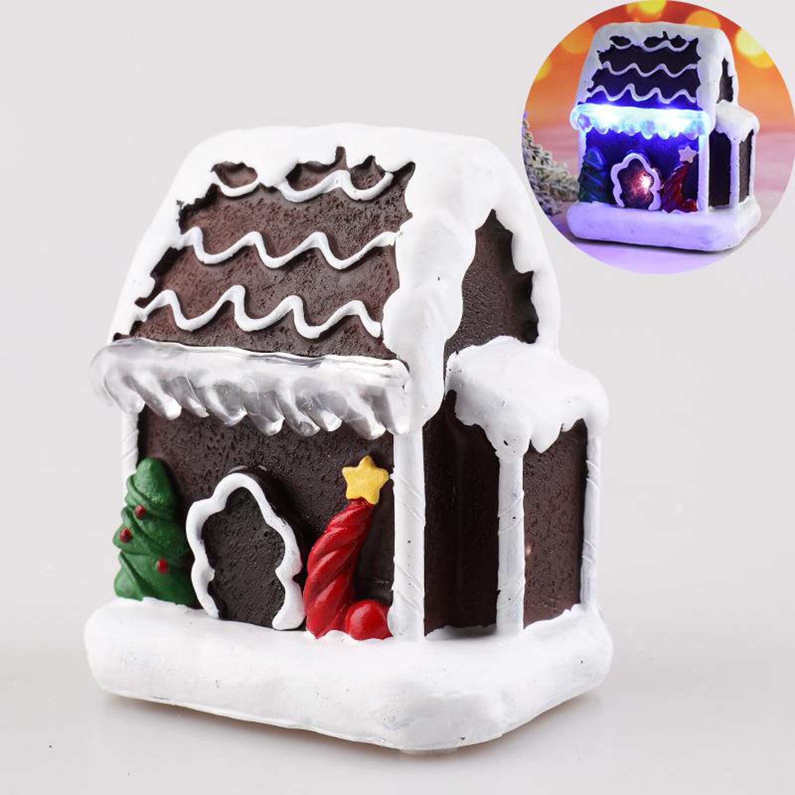 Kerst Huis Decor Led Licht Hars Dorp Ornament Desktop Decoratie