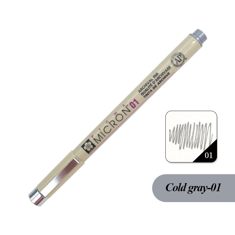 SAKURA Waterproof Thread Hooking Needle Pen Creation Color Drawing Pen Special for Drawing Art Animation Set Cold Gray: Coldgray01