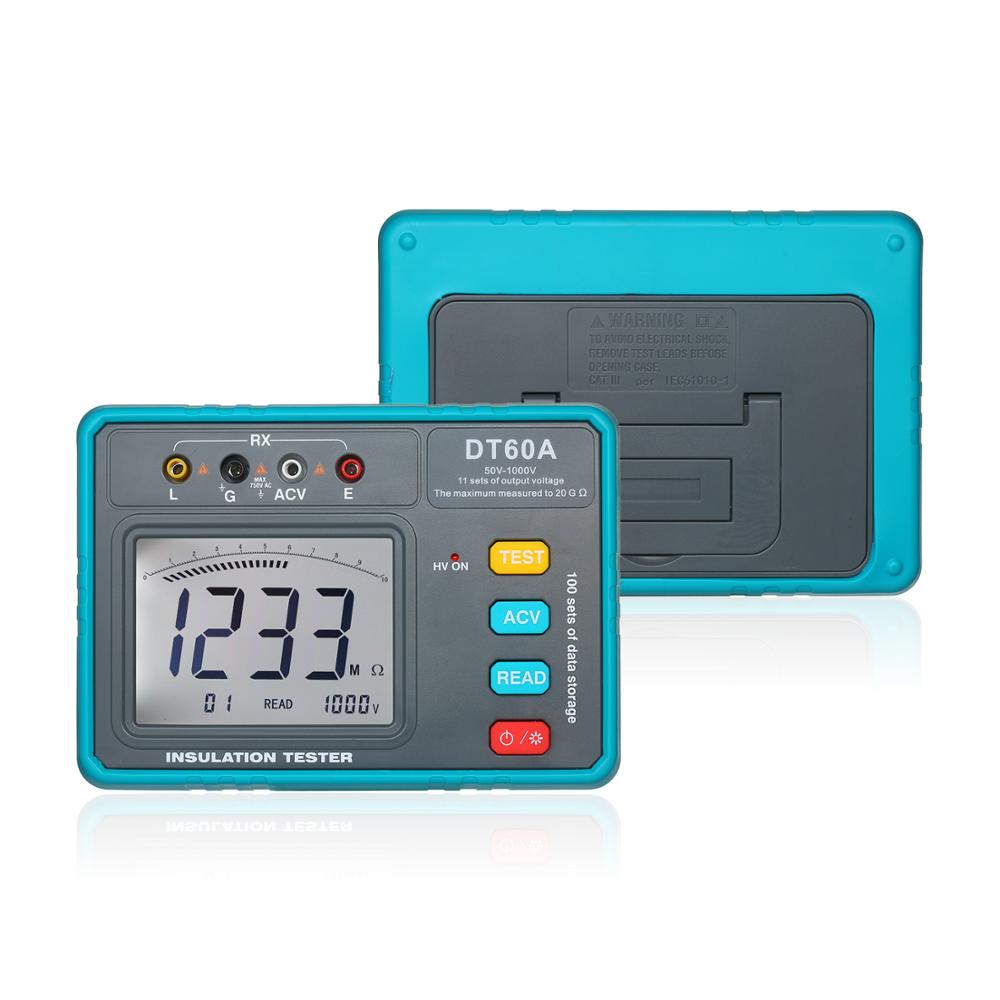 DT60A High Voltage Insulation Resistance Tester Battery Operated LED Digital Ohmmeter Megohmmeter Megger Megameter