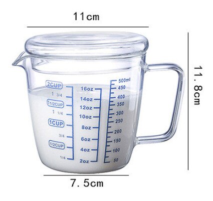 Pyrex – tasse à mesurer le lait 250ml/500ml, tasse à mesurer micro-ondes, pichet à lait en verre avec couvercle, tasses à expresso: 500ML B Style