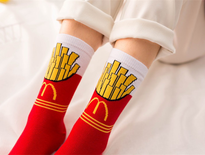 Frauen Socken Lustige Nette Karikatur Obst Banane Avocado Zitrone Ei Cookie Donuts essen Glücklich Japanischen Harajuku Skateboard Socken
