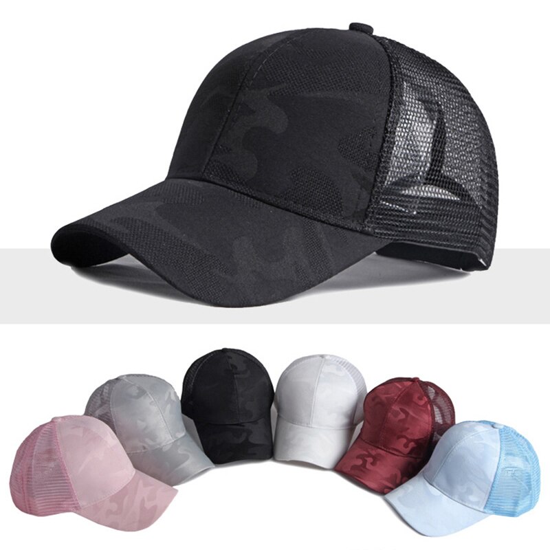 Casquette de Baseball, Camouflage à la pour femmes, chapeau d'été décontracté, filet de soleil, noir, blanc, rose, casquettes de camionneur, casquette de plage en maille respirante