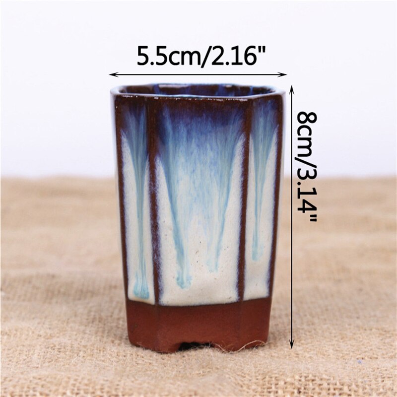 Ceramic Succulent Flower Pot Polygonal Purple Clay Pot Simple Home Garden Bonsai Pot Thumb Basin: I