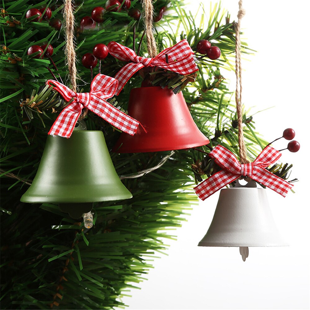 6 Stuks Kerst Decoratieve Craft Ornament Hanger Grote Jingle Bell Met Hennep Touw Holly Berry Woondecoratie Accessoires