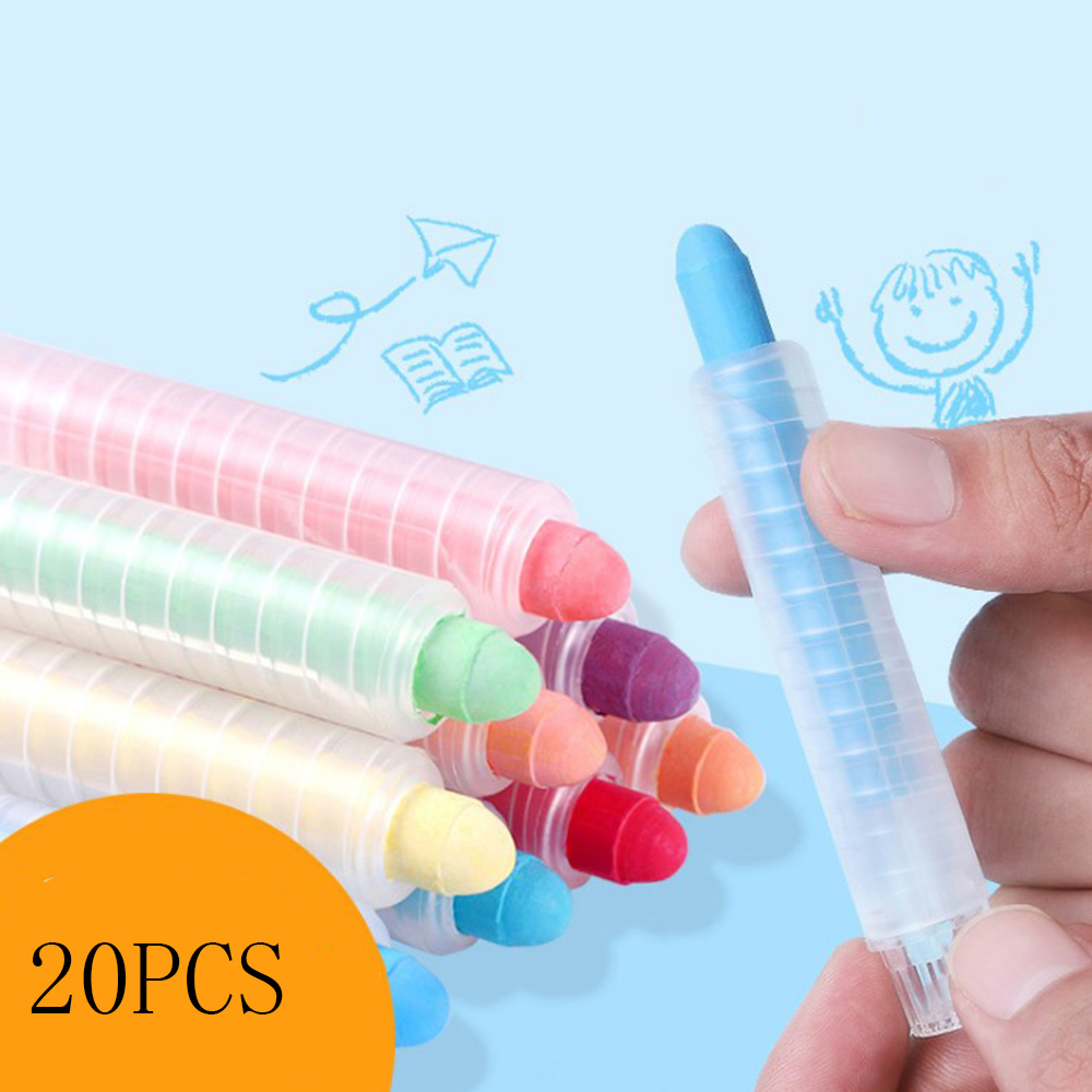 20 piezas de tizas para niños para pintar en el patio de juegos, aceras, suelos, pizarra, grafiti, tiza sin polvo, tizas de dibujo para oficina y escuela.