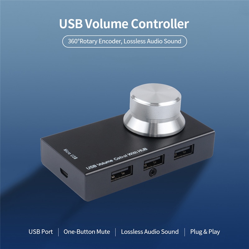 AIMOS Audio Knob Multipurpose USB Multimedia Volume Controller Adjuster Metal Tablet One Key Mute Speaker Mini For Computer