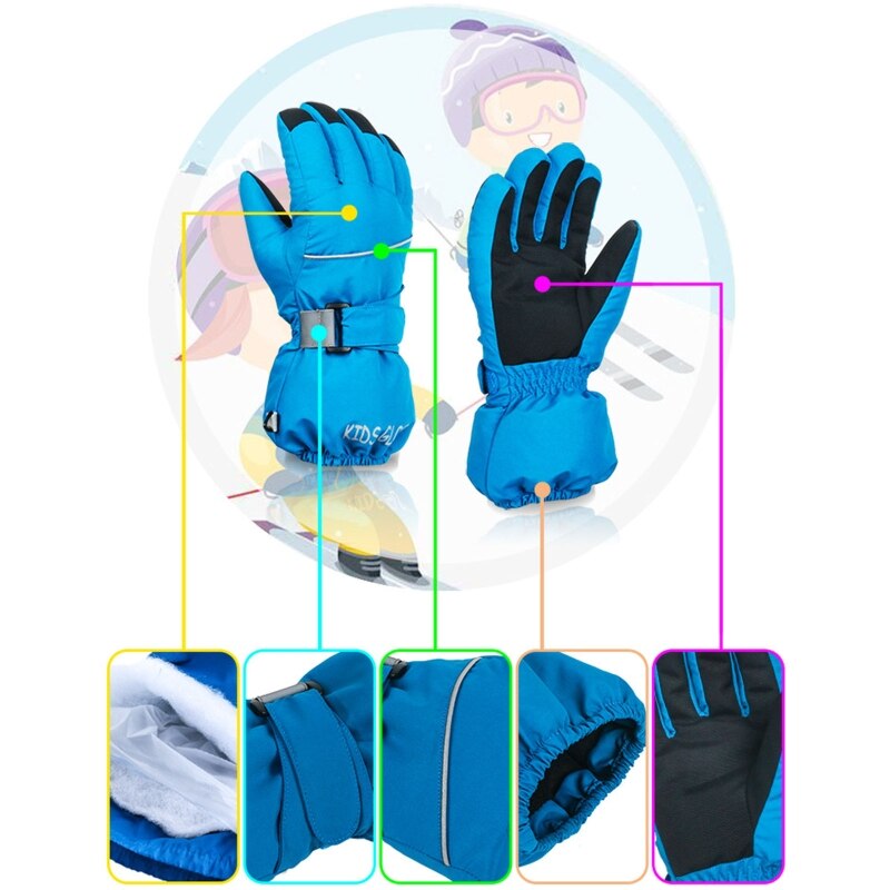 Kinder Winter Warme Ski Handschuhe Kinder Dicke Wasserdichte Volle Finger Handschuhe Outdoor Sport Snowboard Handschuh für 4-14 Jahre alte Kinder