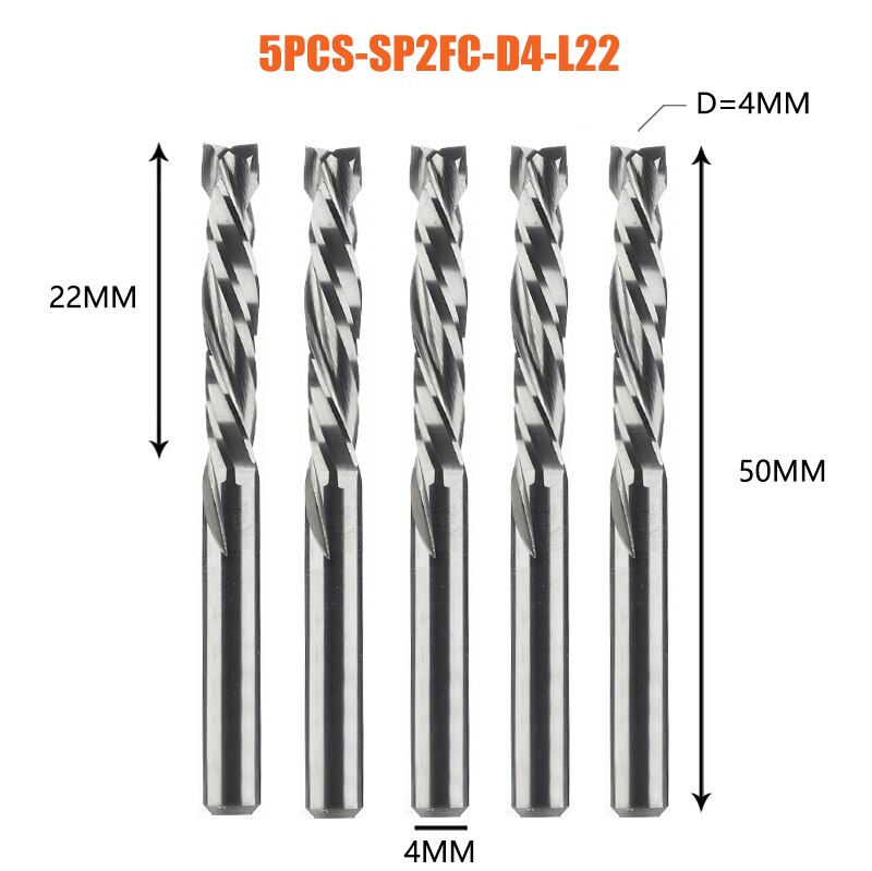 5PCS/LOT Compression Milling Cutter Woodwork DOWN Cut Two Flute Spiral Carbide Milling Tool CNC Router Bits Wood End Mill Cutter: 10.5mm