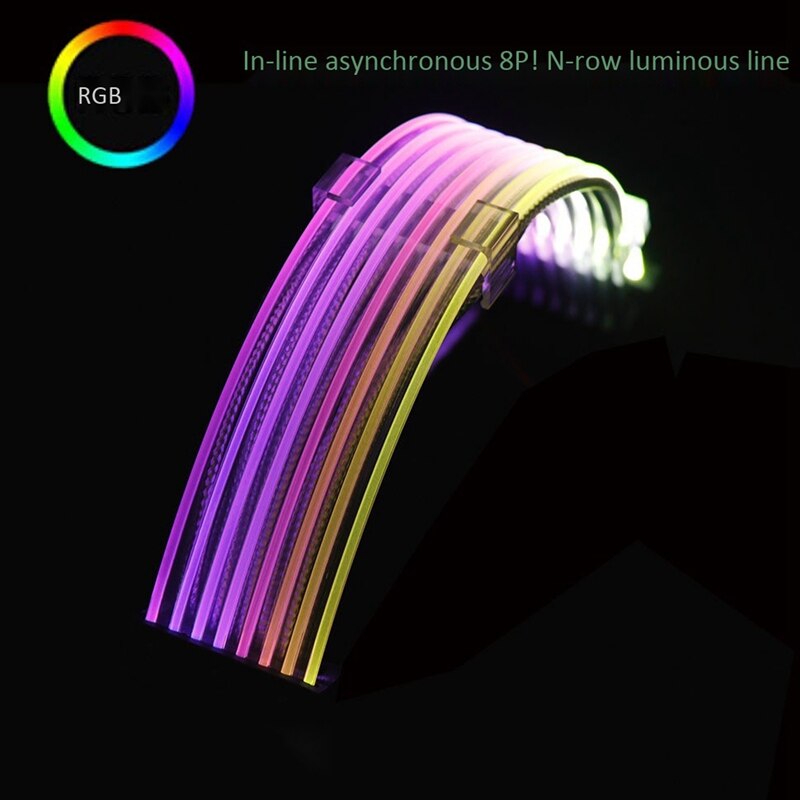 RGB Luminous Line 6+2P Extension Cable In-Line Non-Synchronized Neon Color Line 300mm Computer Case Neon Color Line