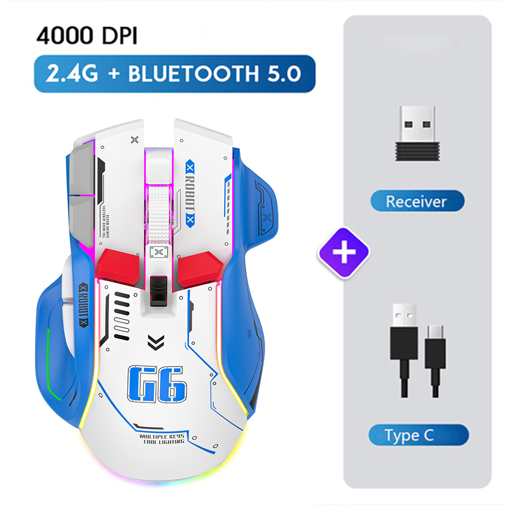 Wireless Gaming Maus Wired Computer Mäuse RGB Gamer Ergonomische 10 Taste 4000-12800DPI LED Spiel Für PC Laptop: Black