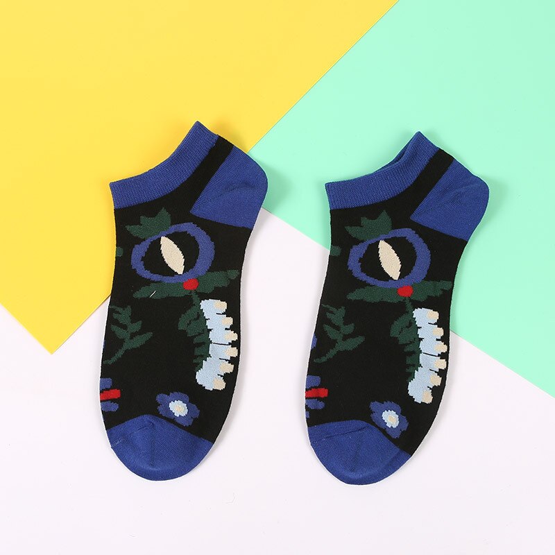 Söta strumpor kvinnor sommar tecknad tryckt bomull korta roliga strumpor män glada ankel unisex strumpor meias calcetines: Stor morot / 39-44 euro usa 7-9.5