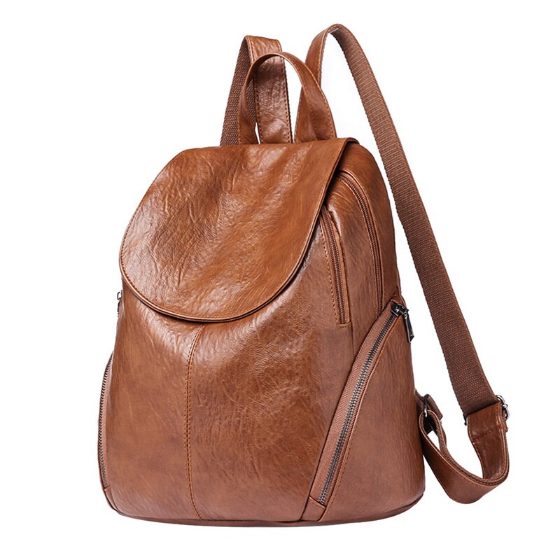 Anti Theft Backpack Women Shoulder School Bag For Teenage Girls Nylon Female Zipper Backpack Ladies Casual Book Bag: brown C