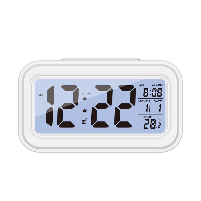 Digital Alarm Clock Snooze Talking Clock Portable Temperature LCD Display Alarm Clock Office Table Student Kids Clock 40%off: White