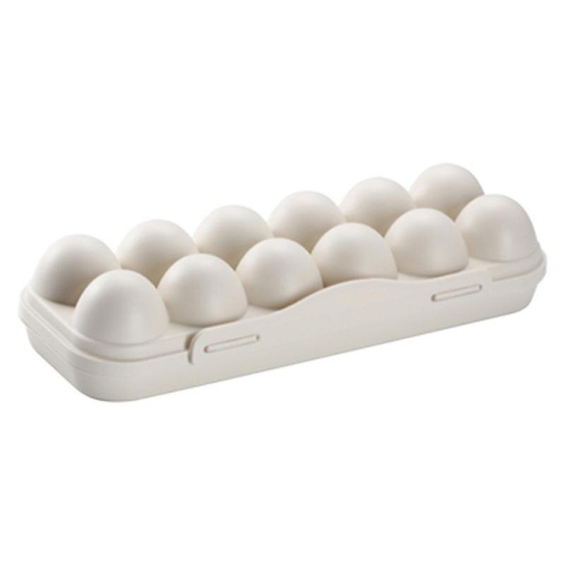 Kitchen Egg Tray Holder Egg Storage Box Refrigerator Crisper Storage BBQ ShockProof Egg Holder Cover Locks Container: Khaki