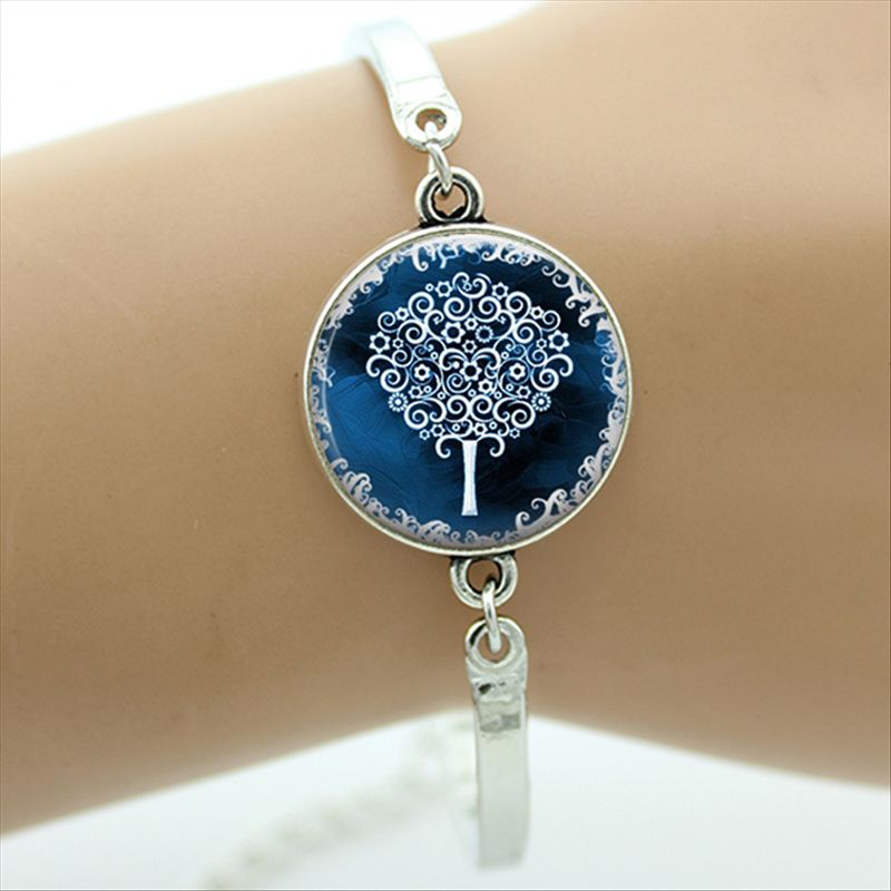 TAFREE Brand Gustav Klimt Tree Of Life Bracelet Silver-Plated Glass Dome Art Picture Bangles Men Jewelry D937: D940