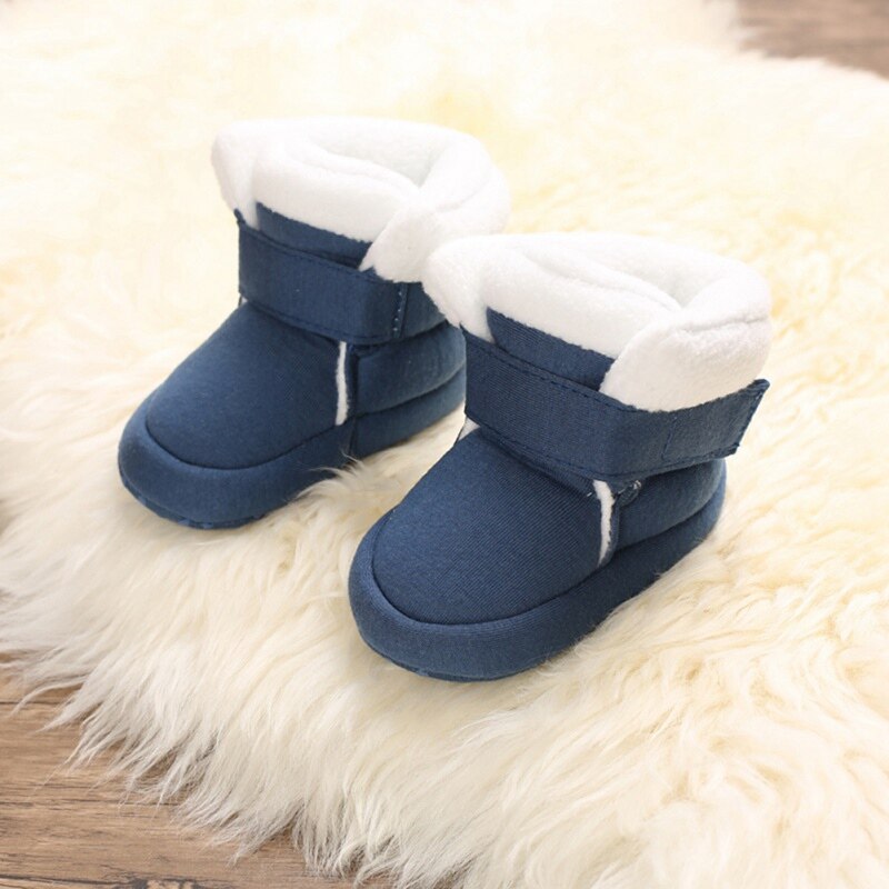 Vintervarma stövlar skor baby flickor bomull mjuk sula bootie skor första promenadskor: Blå / 13-18 månader