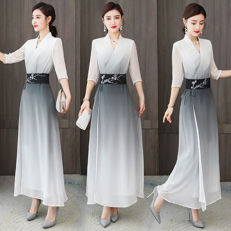 Vestido largo chino Qipao Ao Dai, vestido Oriental de Vietnam, Cheongsam tradicional chino Qipao, asiática, 11755