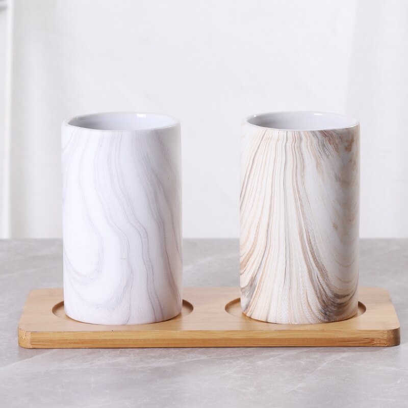Mouth cup Bathroom supplies Couple ceramic toiletries Brushing cups: three-piece suit