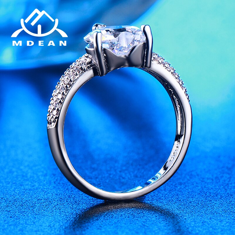 MDEAN Grote Hart Trouwringen Voor Vrouwen Wit Goud Kleur AAA Zirkoon Sieraden Engagement Bijoux Accessoires Size 5 6 7 8 9 MSR048