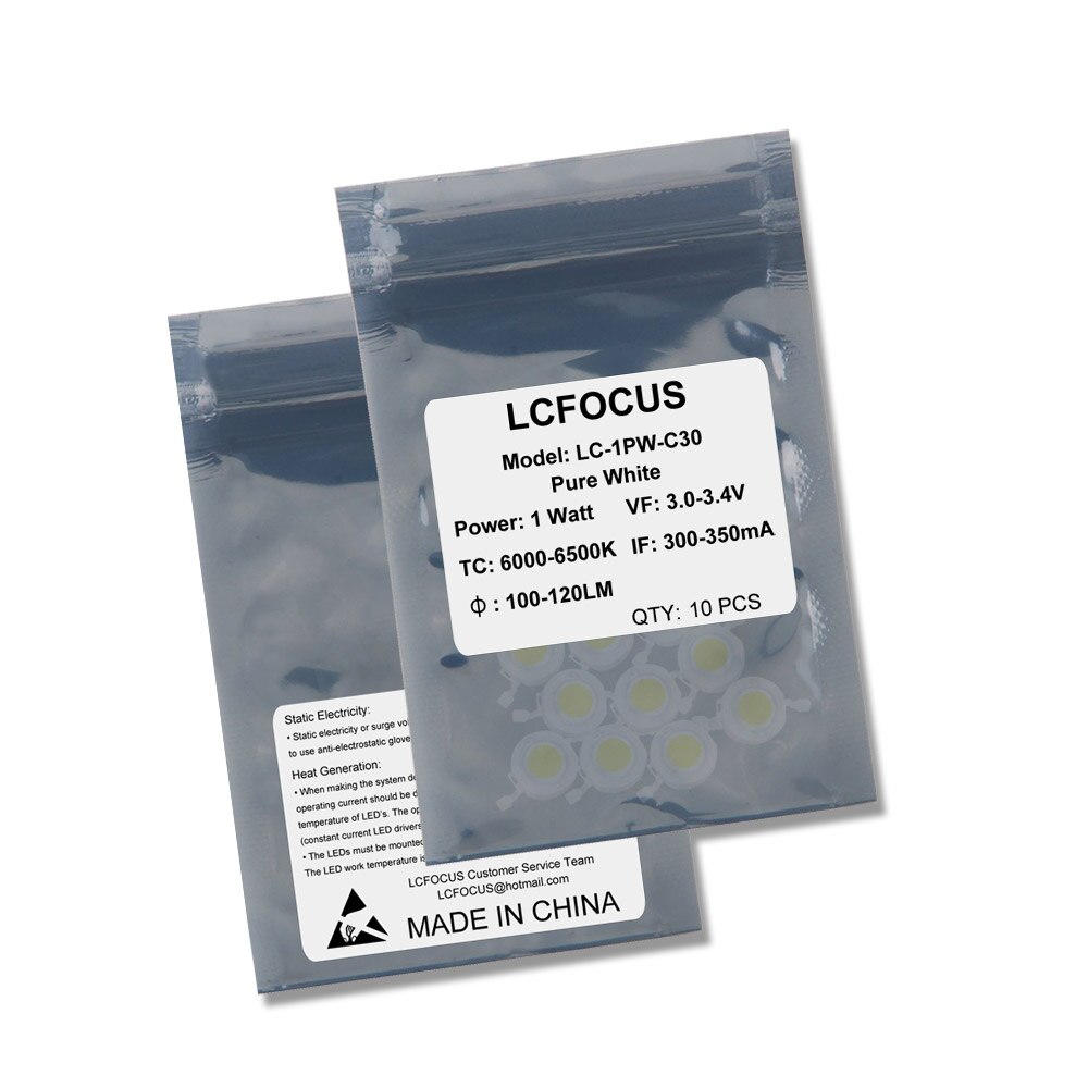 High Power Led Chip 1W Warm Natuurlijke Pure Cool White 3000K 4000K 6000K 10000K 20000K 30000K Voor Diy Spotlight Schijnwerper Lamp